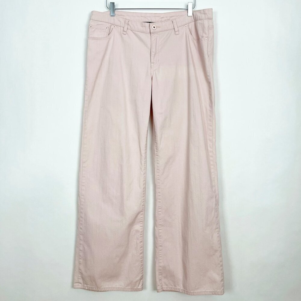 Norma Kamali Jeans Women's Size 16 Dusty Pink Wide Leg High Rise Stretch Denim